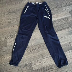 Puma Navy  bllue and white striped jersey pants Sz M